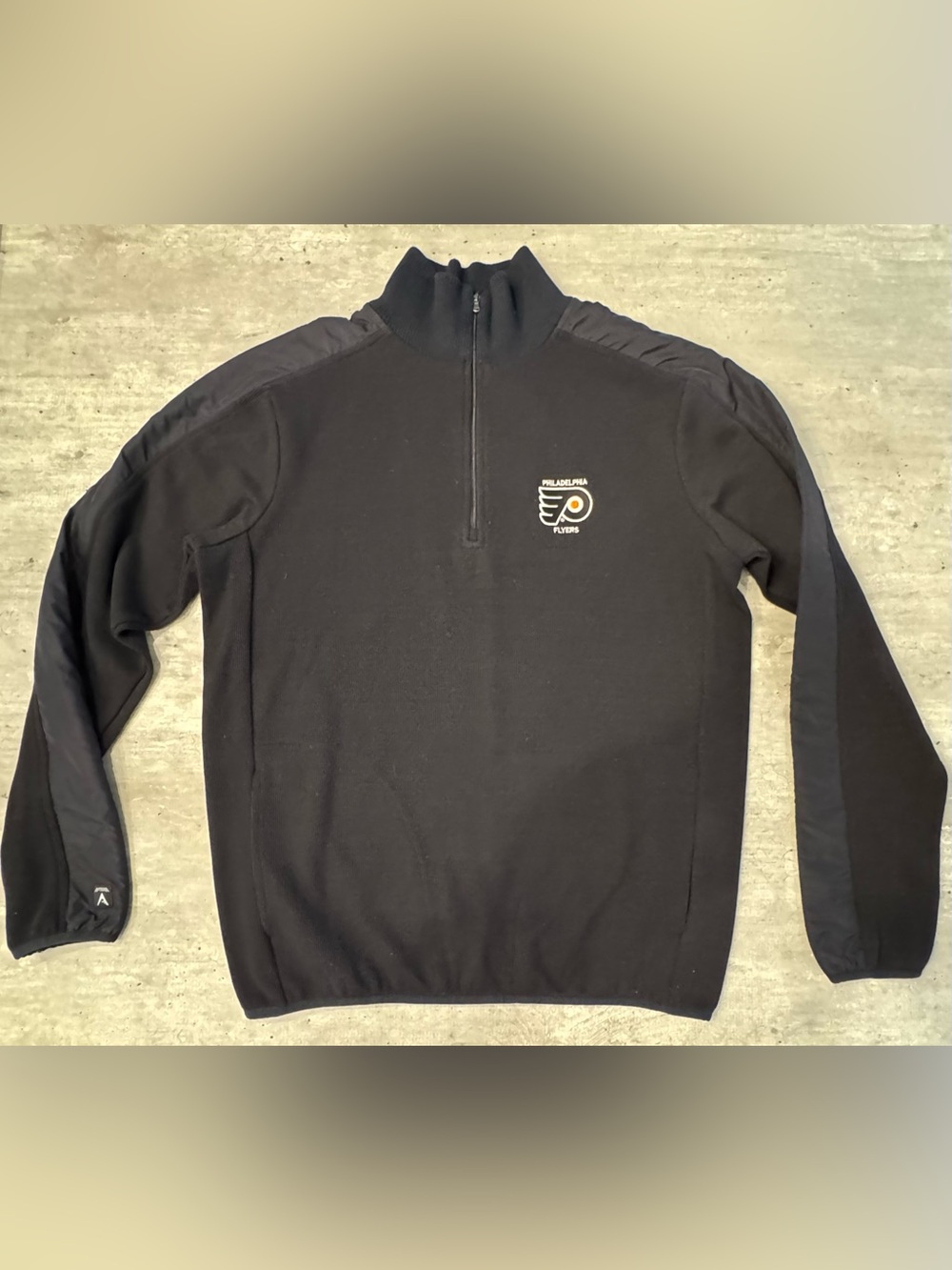 Philadelphia Flyers Antigua Quarter Zip Pullover Black NHL, Size: Men’s Medium